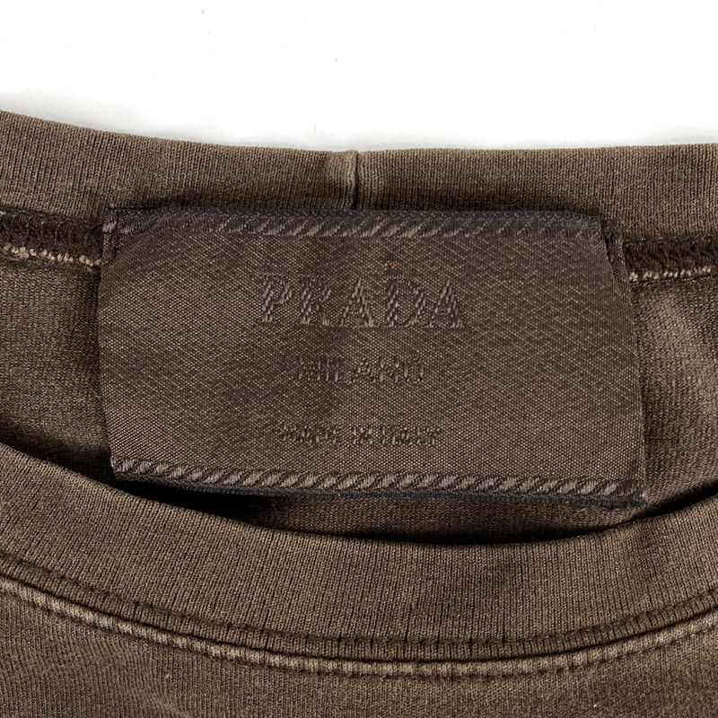 Prada Crew Neck Long Sleeve T-Shirt Cut and Sewn Men's Tops Cut and Sewn Cotton