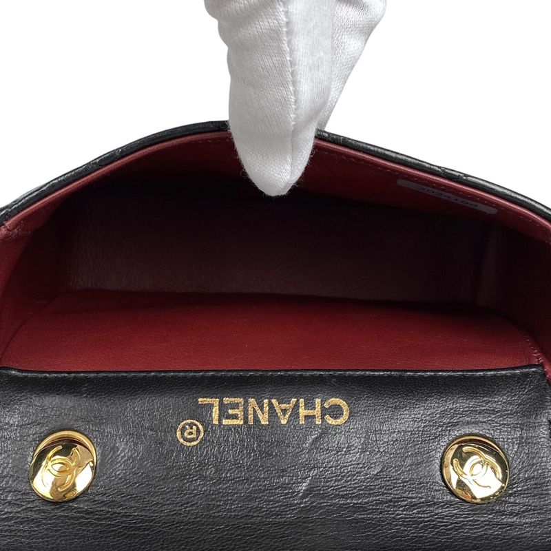 Chanel Coco Mark Chain Shoulder Bag Mini Matelasse Shoulder Bag Leather Black