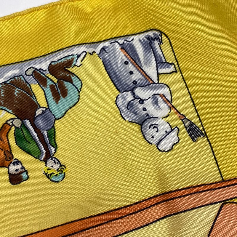 Hermes Carré 90 Neige D'antan Last Year's Snow Scarf Silk Yellow Multicolor