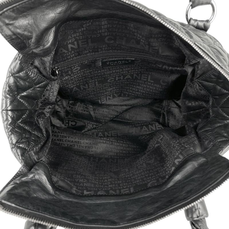 Chanel Coco Mark Chain Tote Shoulder Bag Tote Leather Black Women