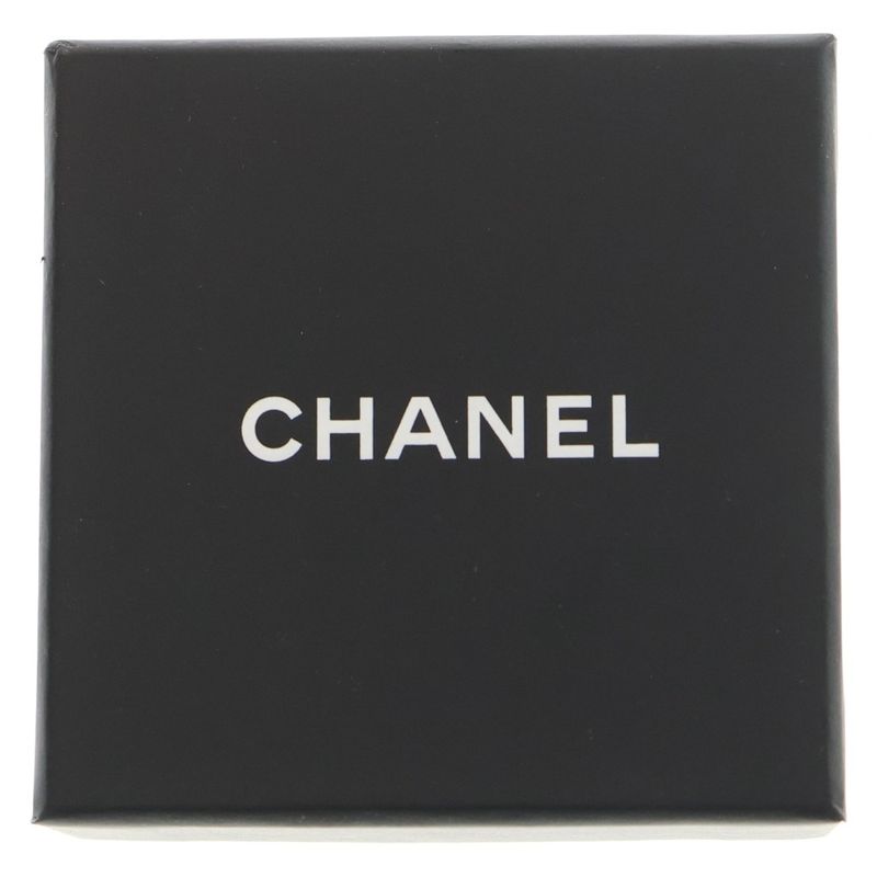 Chanel Coco Mark Rhinestone Ribbon Earrings Gold GP L25p