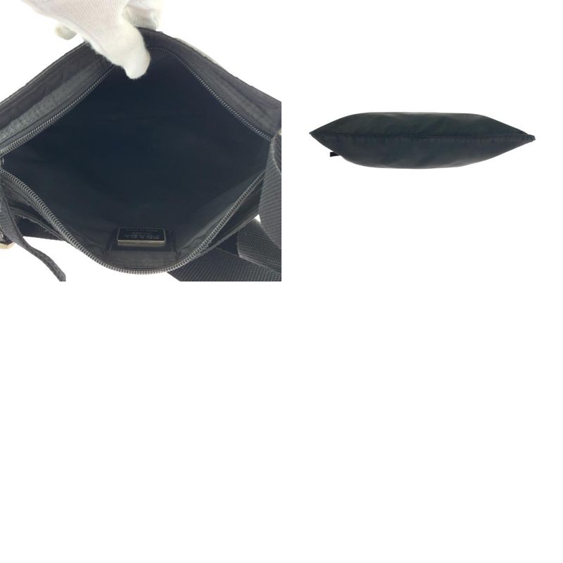 Prada Tessuto Triangle Logo Plate Black Silver Hardware Nylon Shoulder Bag