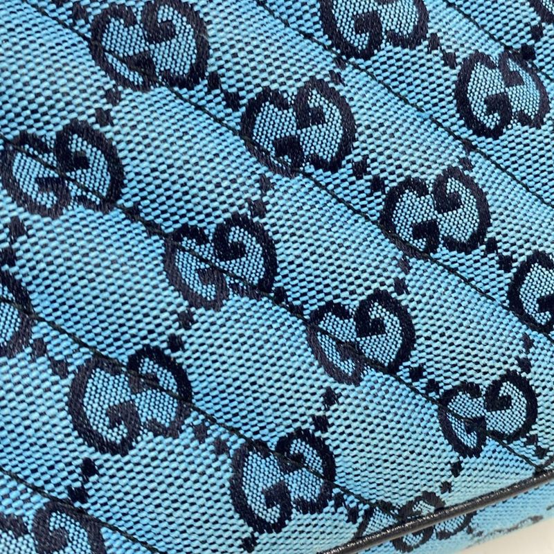 Gucci GG Marmont Quilted Small Shoulder Bag 443497 Blue and Dark Navy Leather