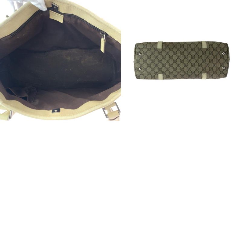 Gucci Beige Ivory Silver Hardware GG Supreme Canvas 114695 Tote Bag Shoulder