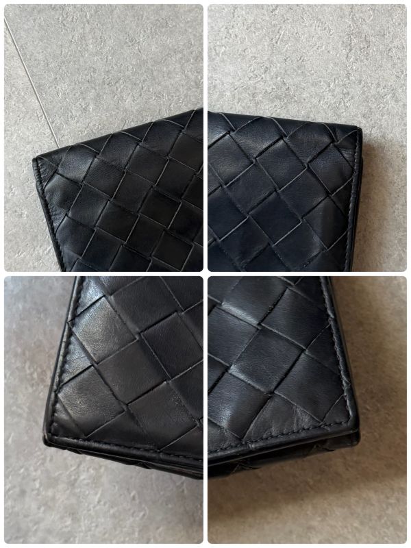 Bottega Veneta Maxi Intrecciato Fold Long Wallet Billfold Leather Black Men's