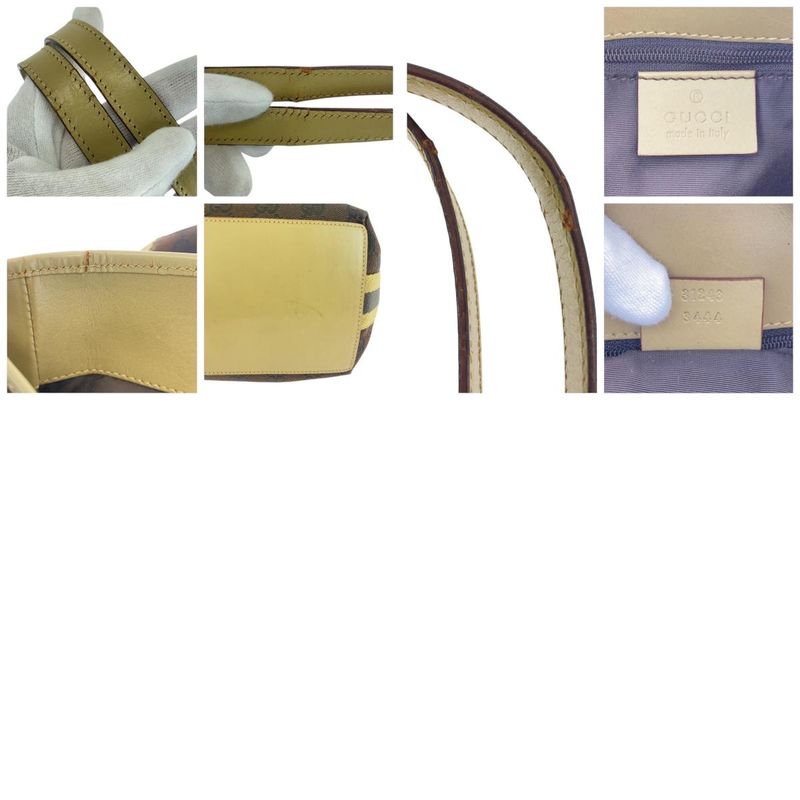 Gucci Brown Multicolor Silver Hardware GG Canvas Leather 31243 Tote Bag