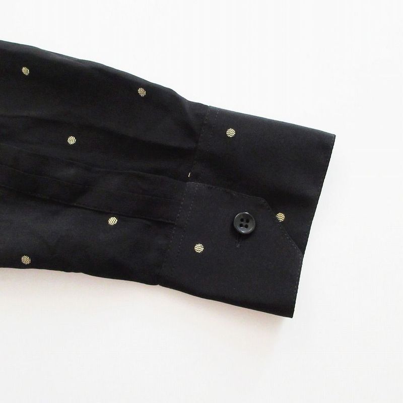 Saint Laurent Paris 22aw 646850 Y1f25 Gold Lame Dot Dress Long Sleeve Shirt