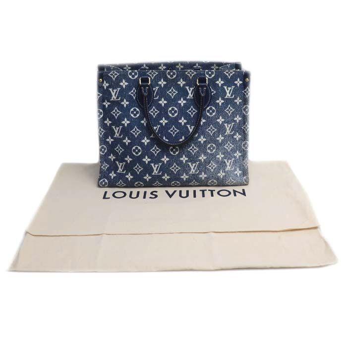 Louis Vuitton on the Go MM 2way Shoulder Bag Blue M59608 Ic Ladies Used