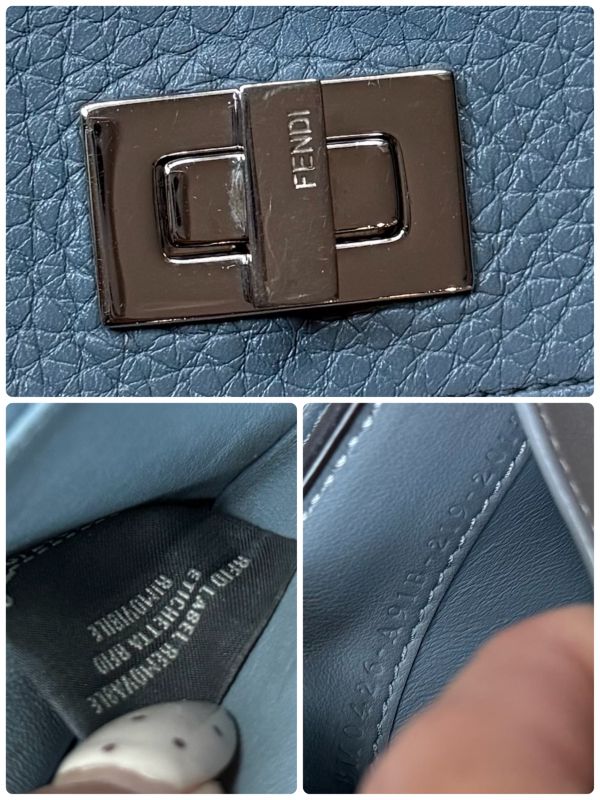 Fendi Selleria Peekaboo Micro Trifold Wallet Compact Wallet Leather Blue