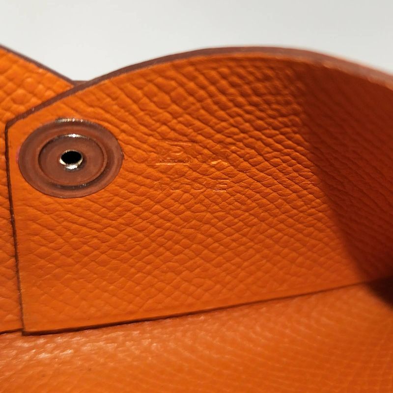 Hermes Calvi Duo Coin Case Vaux Epson Leather Orange P Engraved