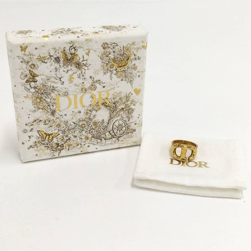 Christian Dior Ring CD Logo Plated GP Gold Size M