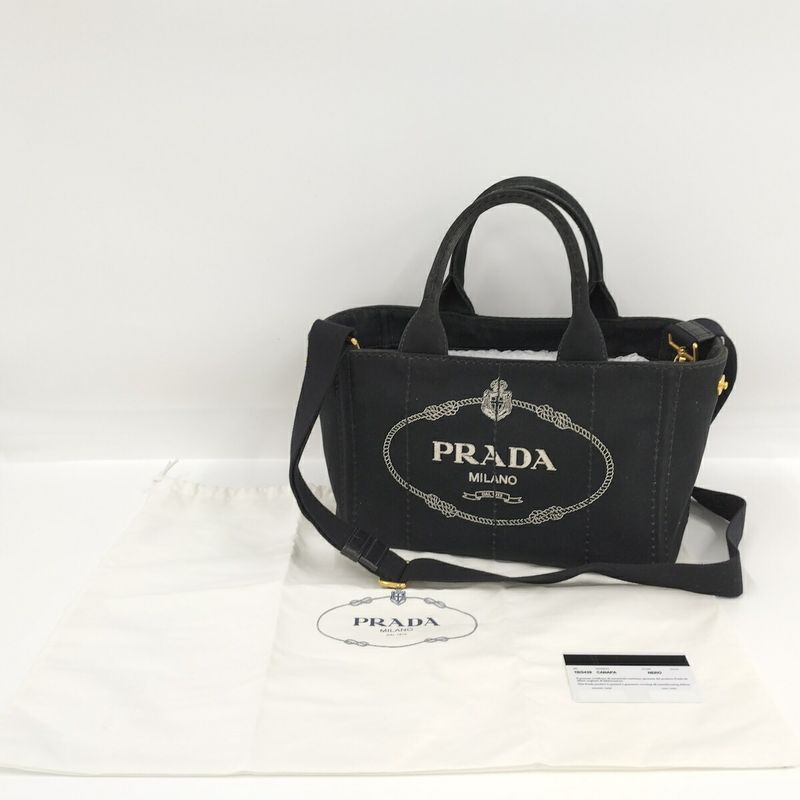 Prada Canapa Tote 2way Bag Canvas Black 1bg439