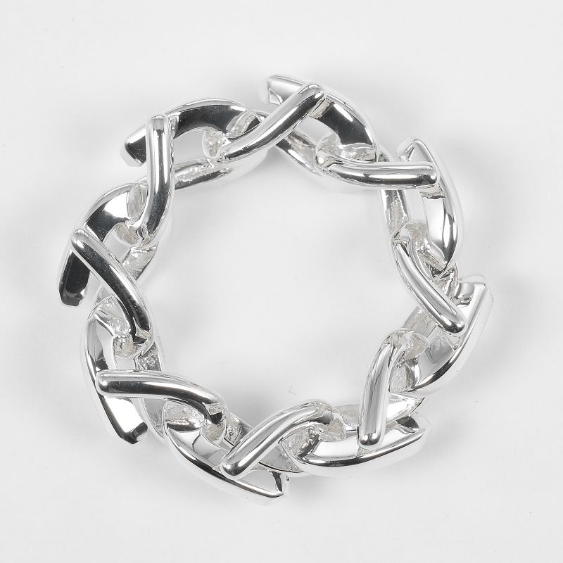 Tiffany & Co Forge Link High Polished Silver 925 10 Unisex 10.7g Ring