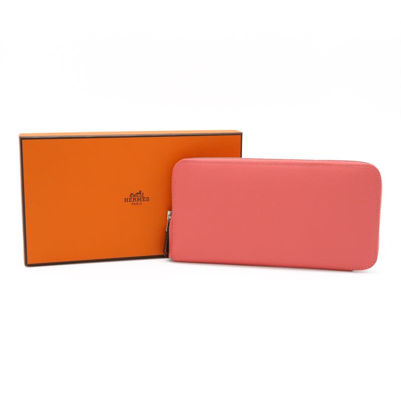Hermes Azap Long Silk Inn Round Zipper Long Wallet Vaux Epson Leather Rose