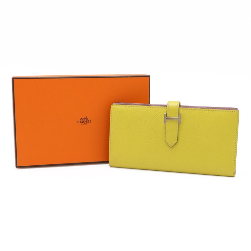 Hermes Bearn Souffle Verso Bifold Long Wallet Bifold Wallet Bicolor Vaux Epson