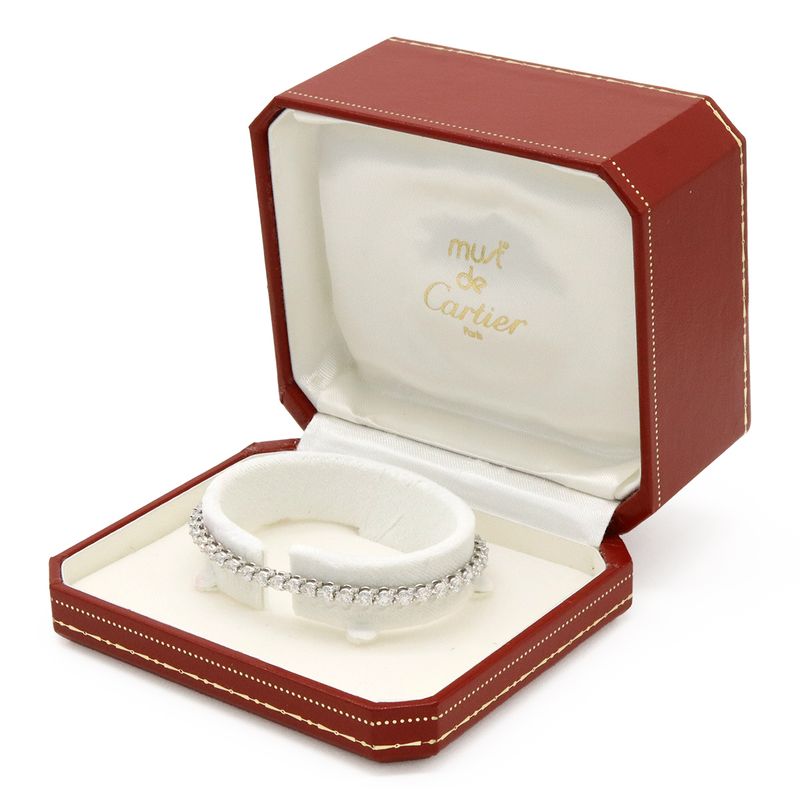 Cartier Tennis Bracelet Full Diamond Pt950 Platinum Silver 46pd Approx 4.3ct