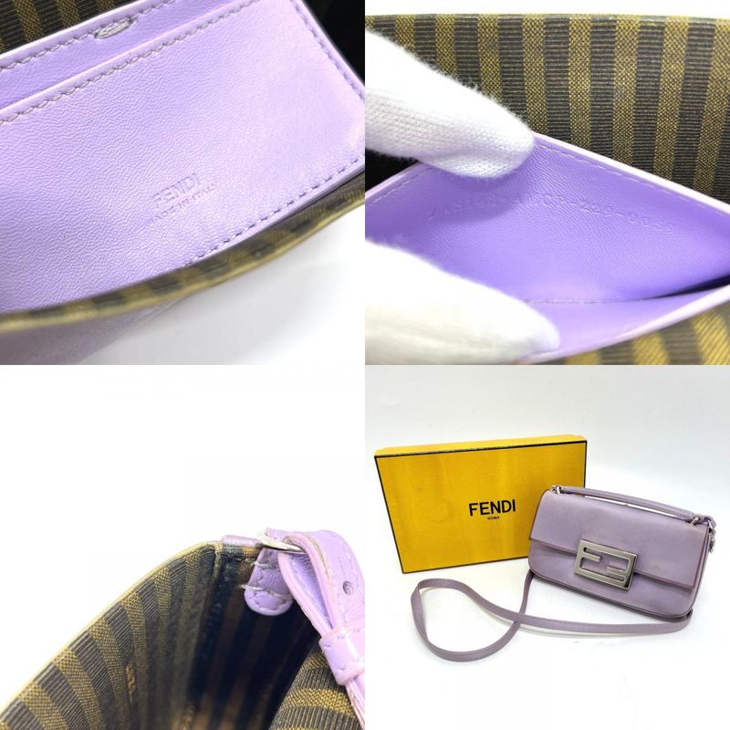 Fendi Shoulder Bag Baguette Smart Phone Pouch 7as142 Satin Purple