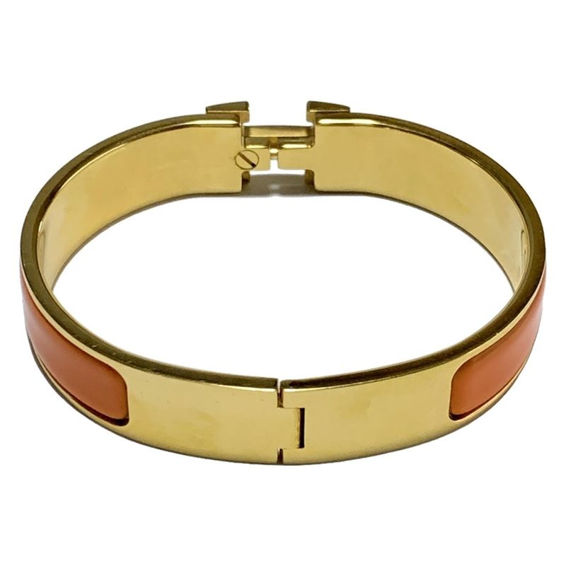 Hermes Bangle Click H Gold and Orange