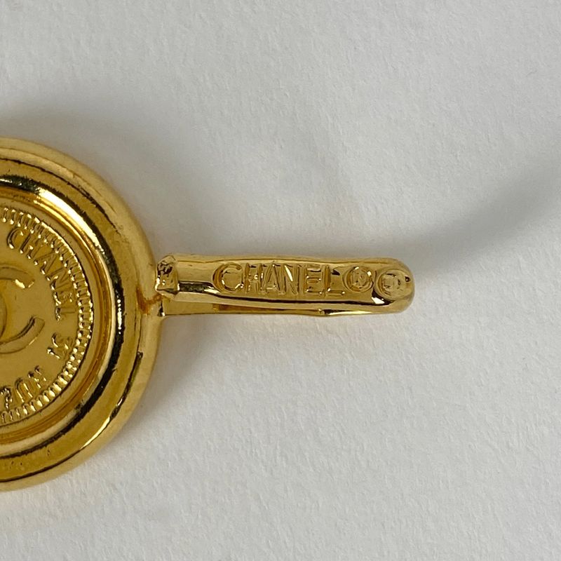 Chanel Coco Mark Chain Belt Coin 94p Engraved GP Gold Ladies