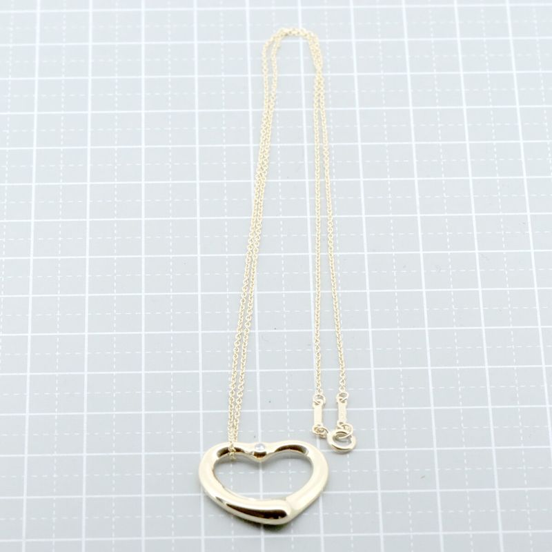 Tiffany & Co Open Heart Diamond Necklace 2P 18K Yellow Gold (18k Yellow Gold)