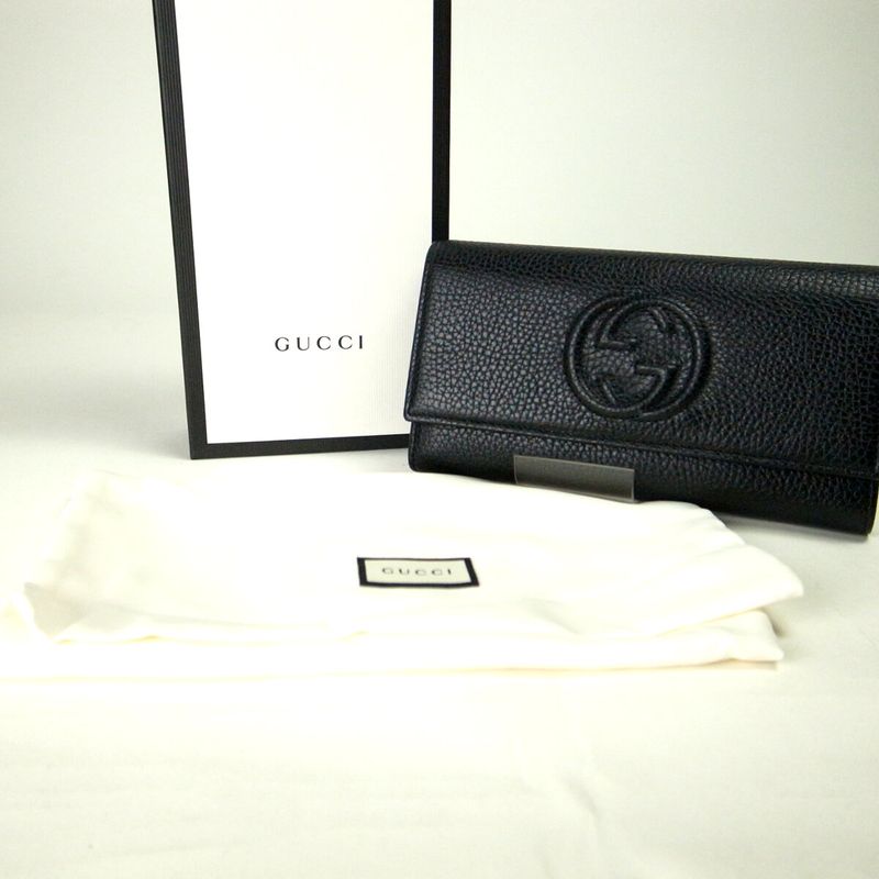 Gucci Interlocking Long Wallet With Coin Purse 598206 Black Men's Pawnshop Item