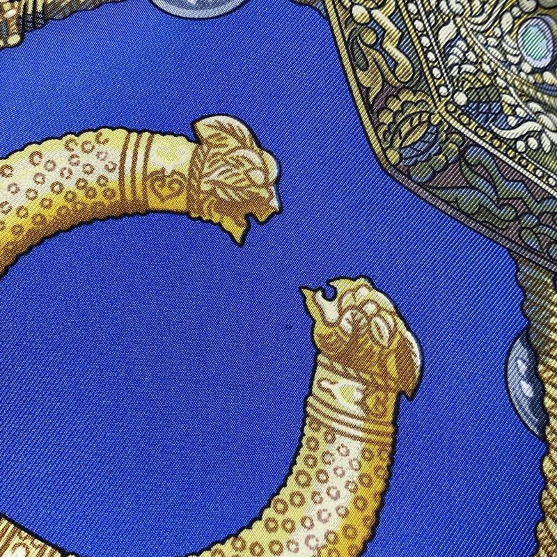 Hermes Scarf Carré 90 Light Blue × Yellow × Multi Cosmima Jewelry Pattern