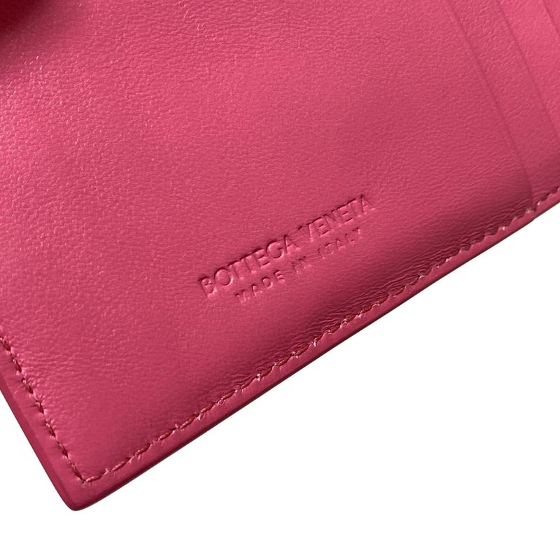 Bottega Veneta Coin Case Maxi Intrecciato Pink with Card Slots Leather