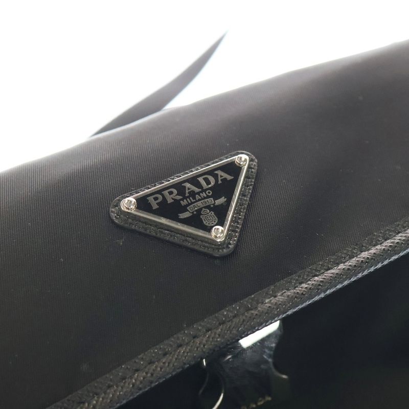 Prada Re Nylon Tessuto+saffiano Shoulder Bag Nylon Saffiano Black