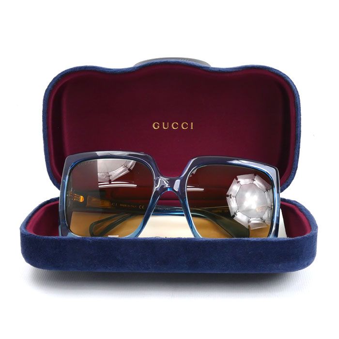 Gucci Sunglass Es Brown Blue Gg0876s 004 6020-130 Ladies Preowned