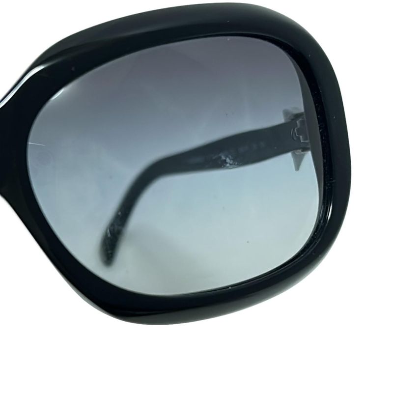 Chanel Sunglass Es - 5170-a Black X White X Silver Ribbon Silver Hardware