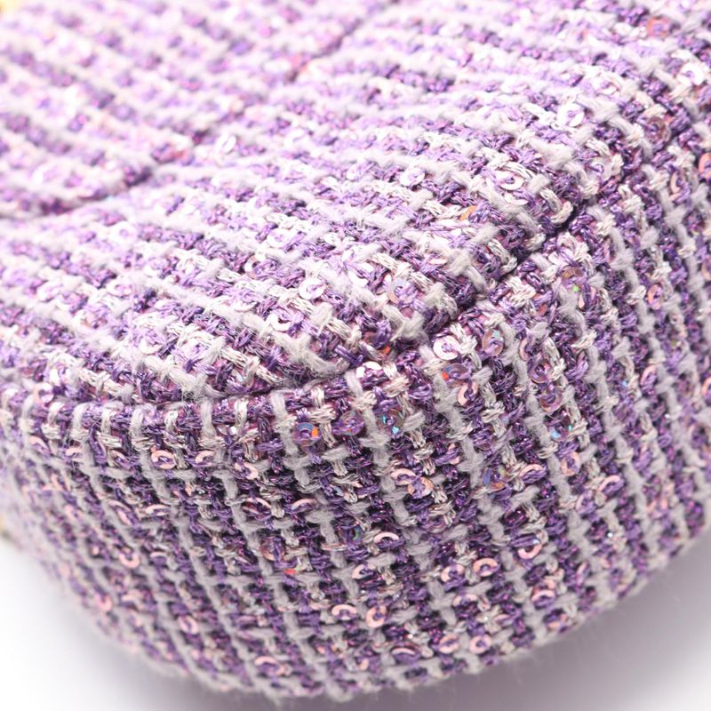 Chanel Shoulder Bag Matelasse Top Handle Purple Fabric Top Handle Matelasse