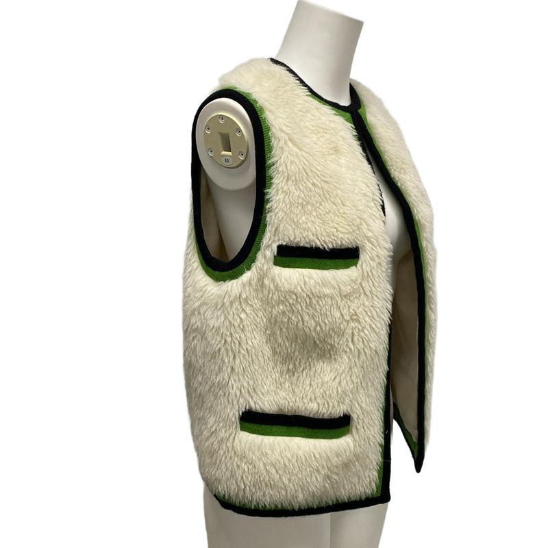 Chanel Vest Size 34 S Women's Excellent Condition P03844 Ivory X Green X Black