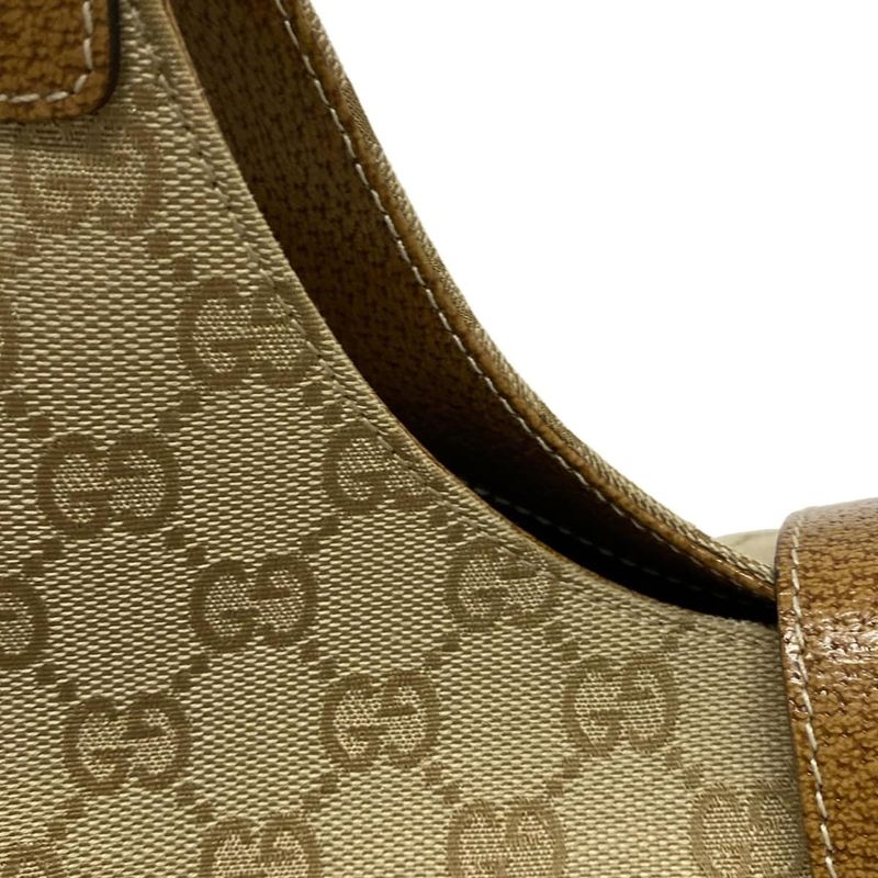 Gucci Tote Bag New Jackie GG Pattern 124407 Beige and Brown Leather