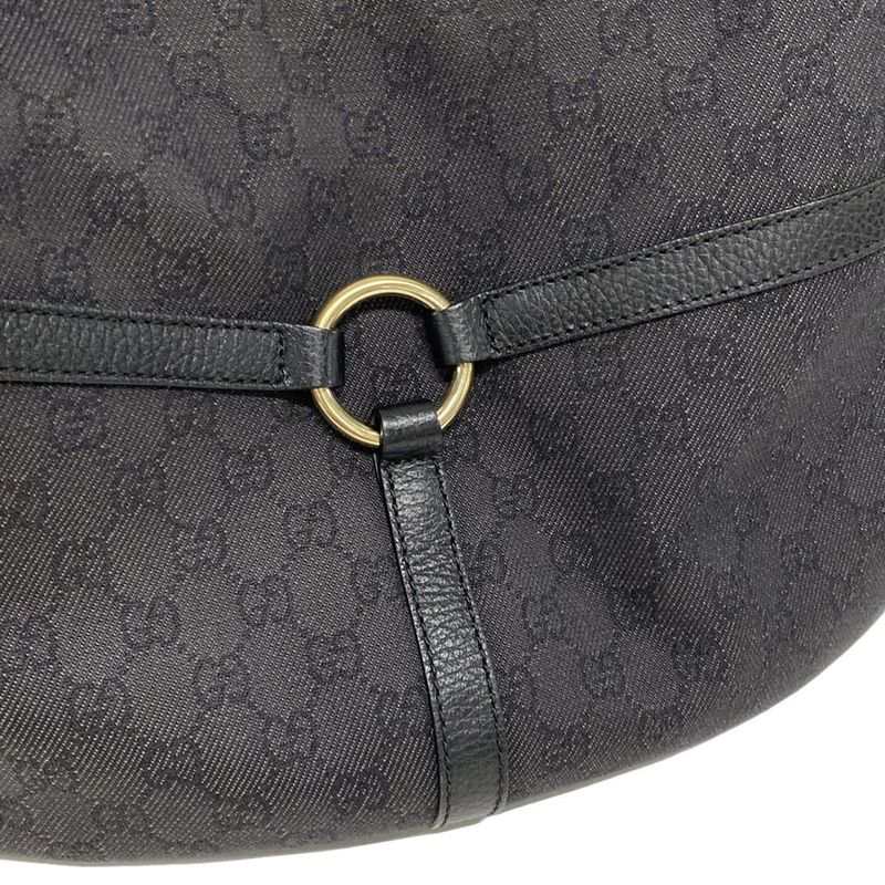 Gucci Shoulder Bag Interlocking G GG Pattern 257292 Black Leather