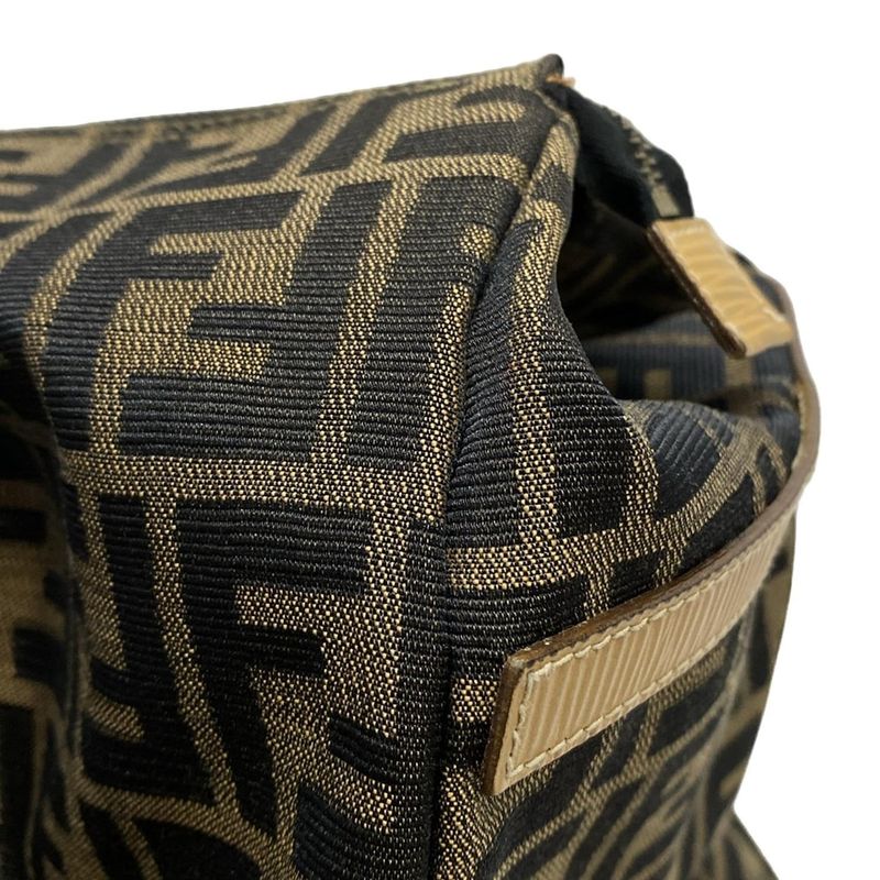 Fendi Boston Bag Zucca Pattern Brown×black×beige Leather