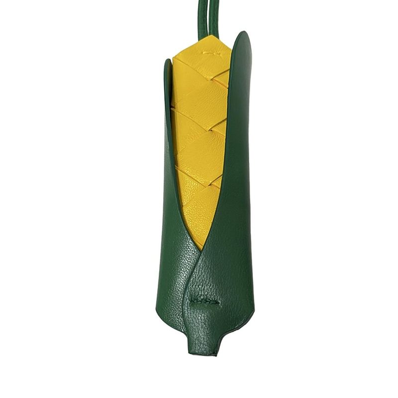 Bottega Veneta Key Holder (charm ) - Green and Yellow Corn Leather