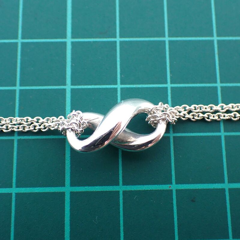 Tiffany & Co 925 Infinity Double Chain Necklace J98-5