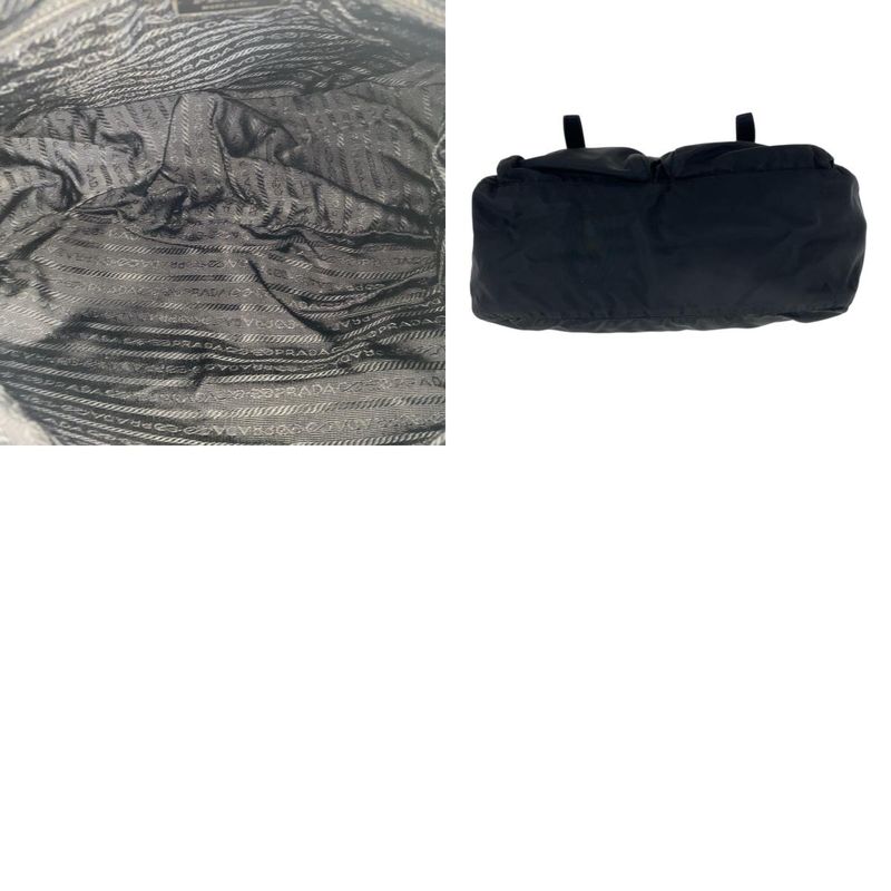 Prada Tessuto Triangle Logo Plate Black Silver Hardware Nylon Leather Shoulder