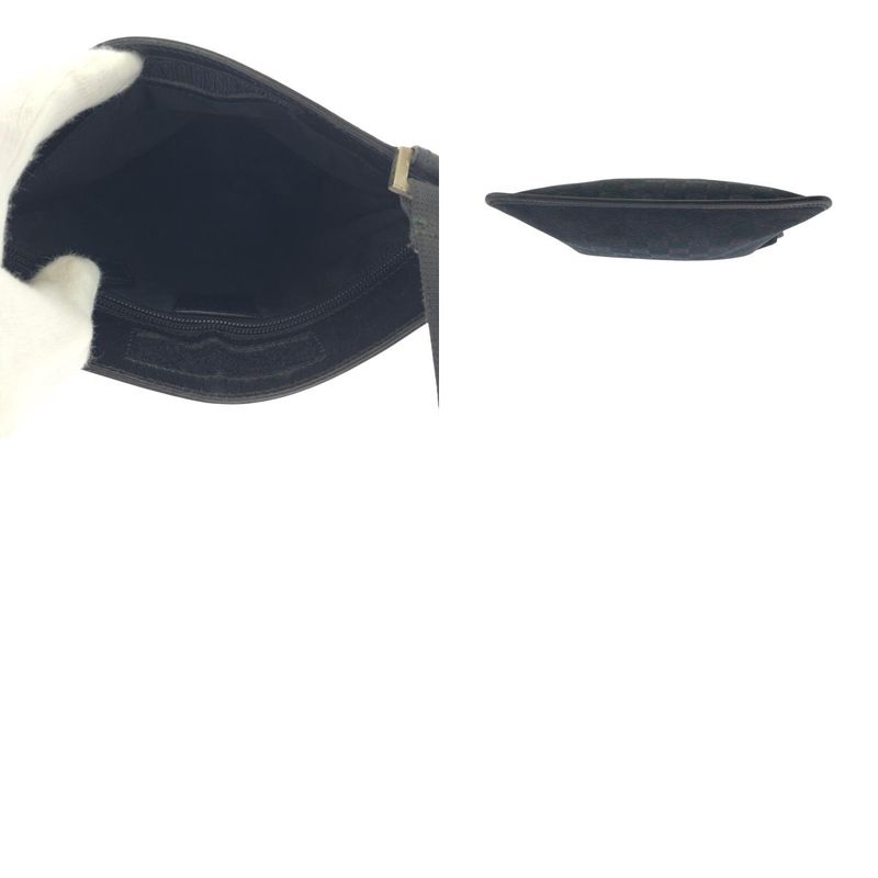 Gucci Black Silver Hardware GG Canvas 019 0348 Shoulder Bag Pochette Women