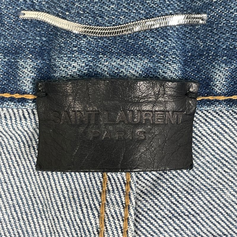 Saint Laurent Logo Button Denim Pants Damaged Skinny Jeans Bottoms Pants Cotton