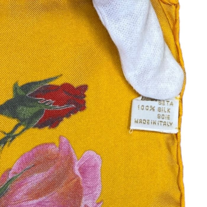 Gucci Scarf Shawl Accessory All-over Pattern Rose Silk Orange Multicolor Gucci