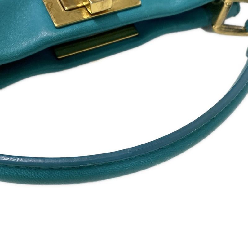 Fendi Handbag Peekaboo Iconic Small 8bn244 Green Leather