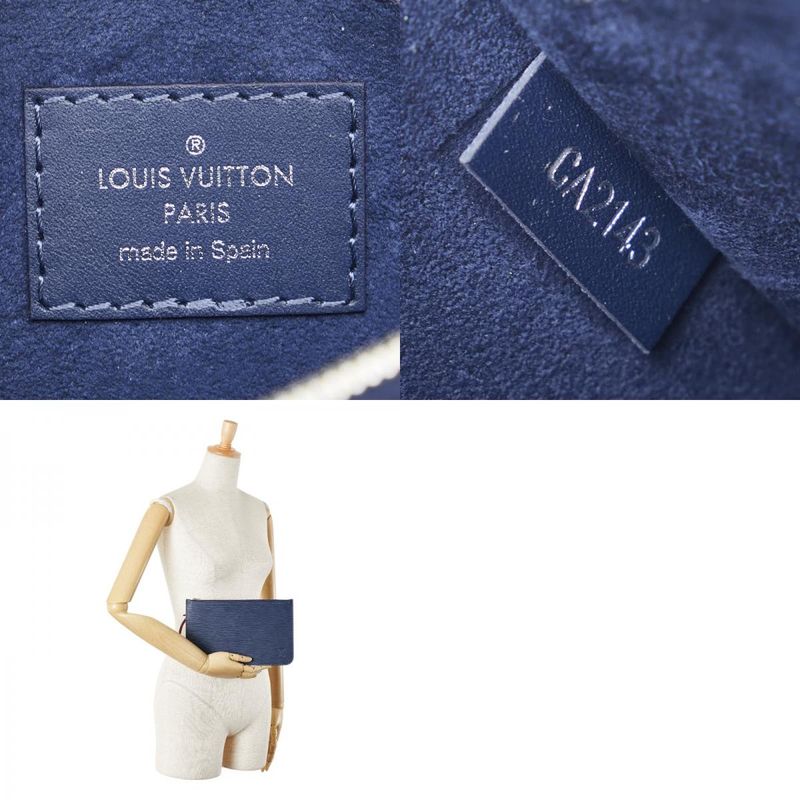 Louis Vuitton Epi Neverfull Accessories Pouch Andigo Blue Coquelicot Leather