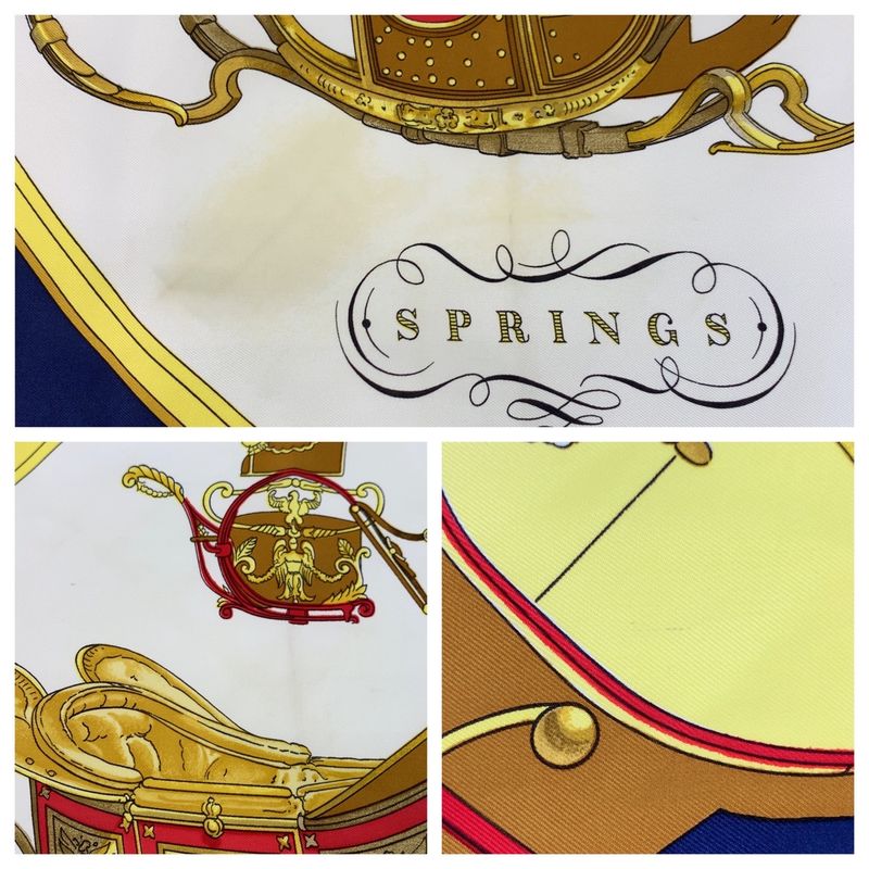 Hermes Springs Carré 90 Navy Multicolor Silk Scarf Large Scarf Women 506455