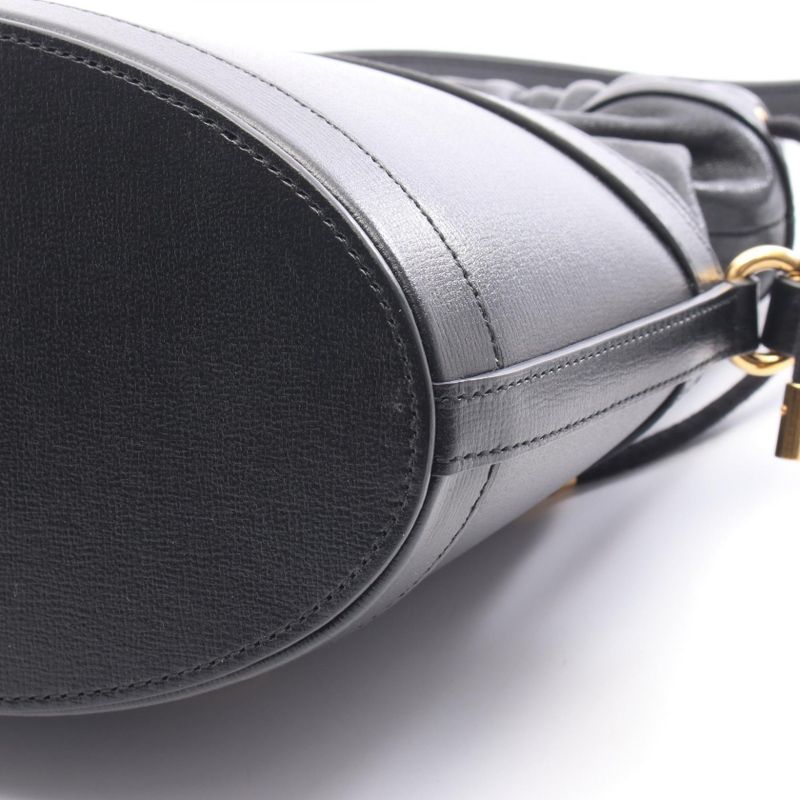 Gucci Shoulder Bag Horsebit Bucket Bag 602118 Black Leather 1955 Horsebit