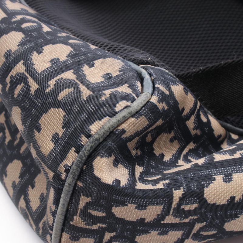 Christian Dior Backpack Sac Backpack Oblique Beige Navy Nylon Leather Oblique