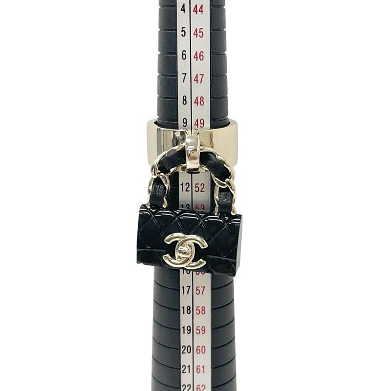 Chanel Chanel Ring Gold Black Quilted Bag Charm