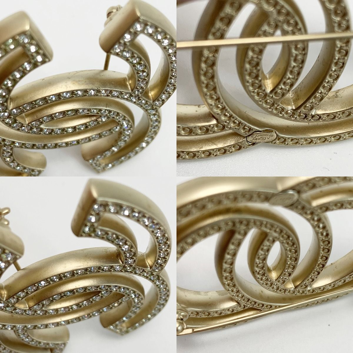 Chanel Cocomark Brooch A20v Gold Rhinestone