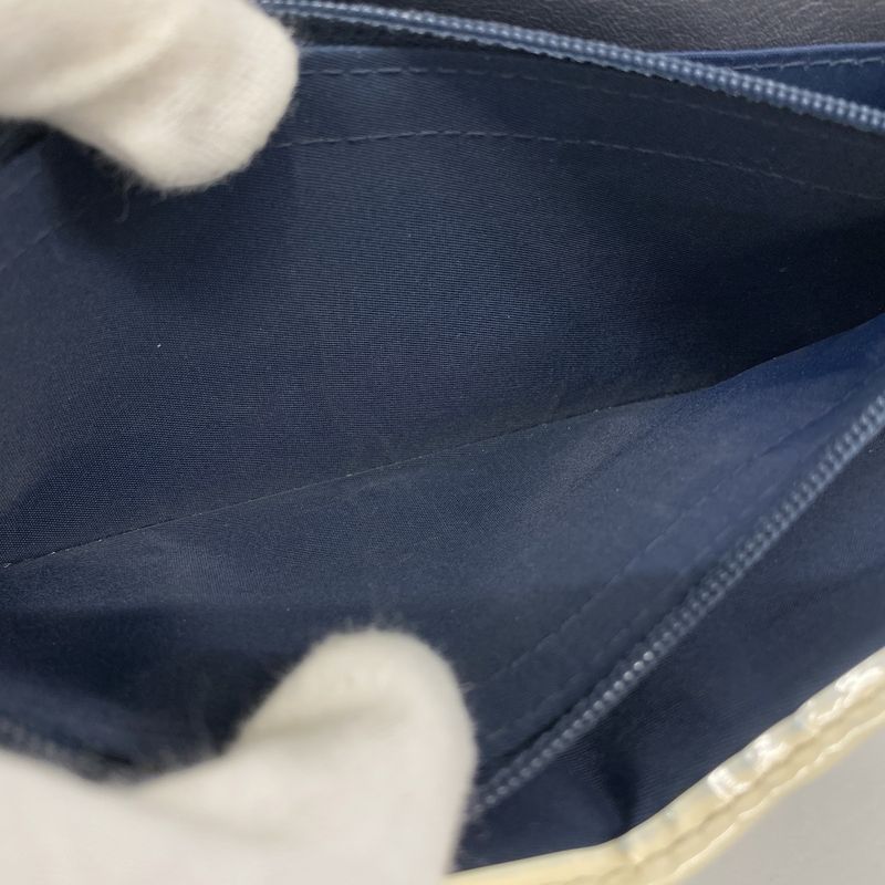 Christian Dior Long Wallet Trotter PVC Navy White Silver Hardware Women