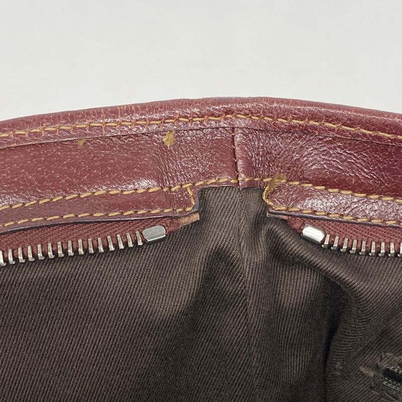 Gucci Shoulder Bag GG Canvas 113013 Canvas Brown Bordeaux Silver Hardware Women